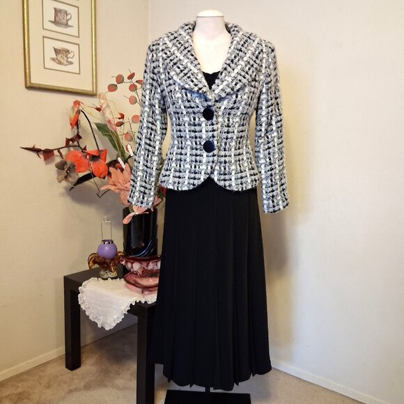 NWT Robert Kitchen Women's High-Quality Gray White Black Lined Blazer Jacket 8 M - Picture 5 of 11